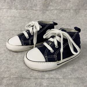 Converse Soft Sole Lace Up Shoes Navy Blue Size 4 Infant Baby High Tops